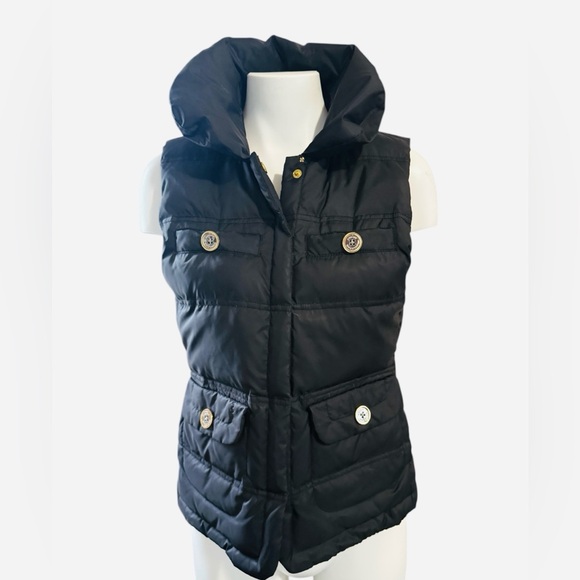 Juicy Couture Black Hooded Puffer Vest, black, Size M - Picture 3 of 12